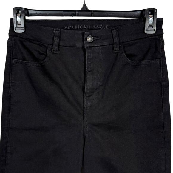 American Eagle SZ 10 Curvy Hi-Rise Jeggings Jeans Stretch Zip-Fly Pockets Black - Picture 2 of 11